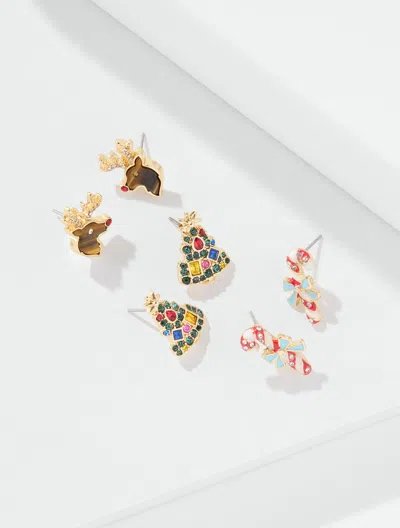 Talbots Holiday Charm Stud Earring Set - Multi/gold - 001  In Multi,gold