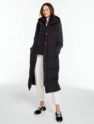 Talbots Hooded Long Puffer Vest - Black - Xs
