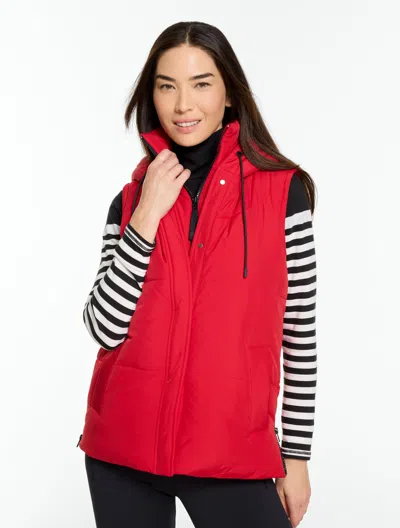 Talbots Hooded Puffer Vest - Haute Red - Xs