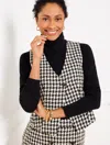 Talbots Plus Petite - Houndstooth Tweed Vest - Black/ivory - 16  In Black,ivory