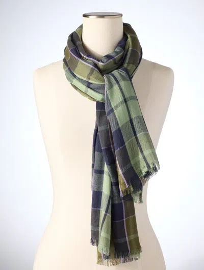 Talbots Hunting Plaid Oblong Scarf - Dark Olive - 001