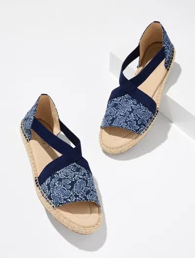 Talbots Ilyssa Canvas Espadrille Flats - Capri Rose - Ink/white - 10 1/2 M  In Multi
