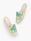 Talbots Ilyssa Canvas Espadrille Slides - Floral - Cool Beige - 11m - 100% Cotton