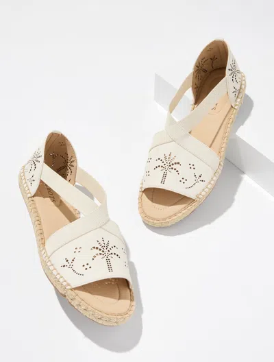 Talbots Ilyssa Perforated Nappa Espadrille Flats - Ivory - 11m  In Black