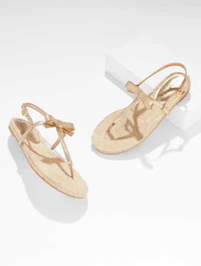 Talbots Irina Bow Metallic Nappa Espadrille Sandals - Gold - 11m