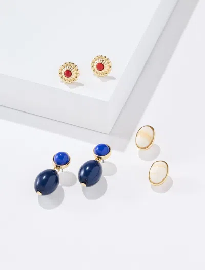 Talbots Isabel Earring Set - Blue Majesty/gold - 001  In Blue Majesty,gold