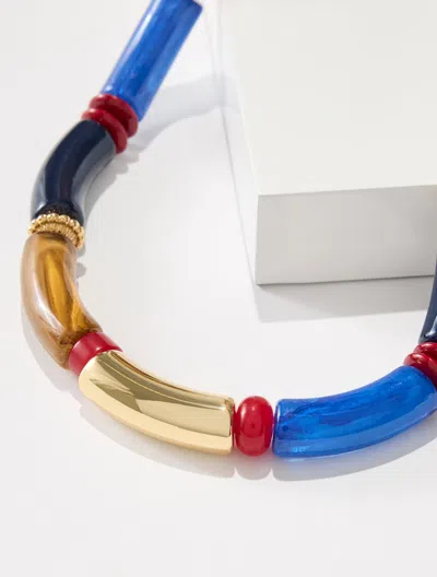 Talbots Isabel Tube Bead Necklace - Blue Majesty/gold - 001  In Blue Majesty,gold