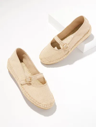 Talbots Iva Mary Jane Metallic Linen Espadrille Flats - Natural/gold - 10 1/2 M  In Multi