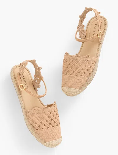 Talbots Izzy Ankle Strap Raffia Espadrille Flats - Natural - 11m