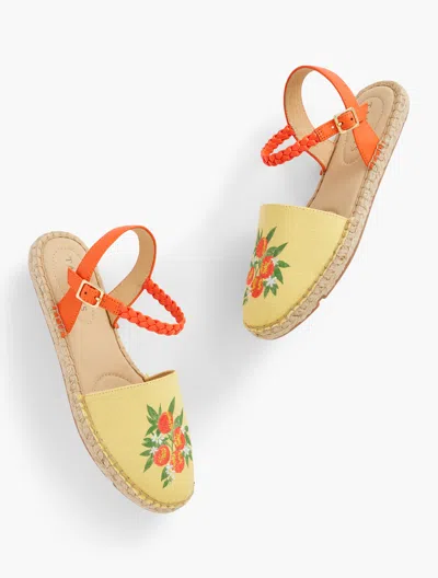 Talbots Izzy Braid Embroidered Canvas Espadrilles - Banana Cream - 9m