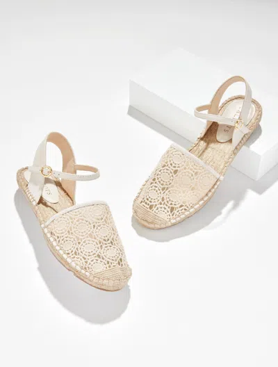 Talbots Izzy D'orsay Crochet Espadrille Sandals - Ivory - 11m  In Neutral