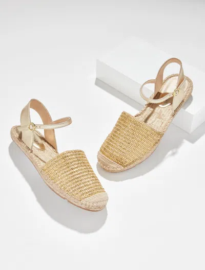 Talbots Izzy D'orsay Espadrille Sandals - Metallic Raffia - Gold - 9 1/2 M