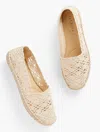 Talbots Izzy Espadrille Flats - Floral Honeycomb Crochet - Ivory - 7 1/2 M - 100% Cotton