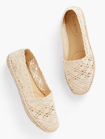 Talbots Izzy Espadrille Flats - Floral Honeycomb Crochet - Ivory - 11m - 100% Cotton