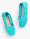 Talbots Izzy Espadrille Flats - Floral Honeycomb Crochet - Pool Blue - 8 1/2 M - 100% Cotton  In Pool Blue