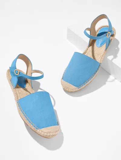 Talbots Izzy Linen Espadrille Flats - Light Chambray - 11m  In Purple