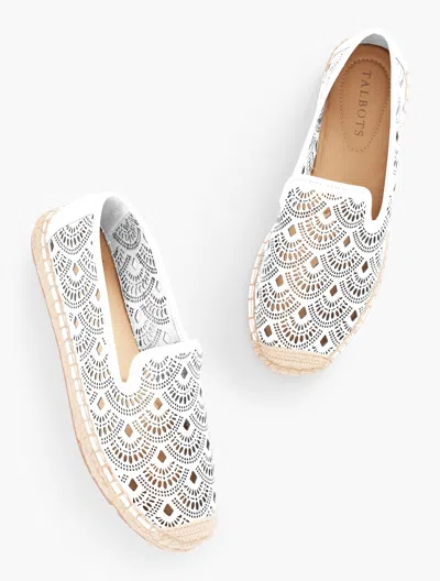 Talbots Izzy Perforated Scallop Espadrille Flats - White - 11m  In White