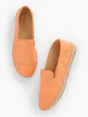 Talbots Izzy Nappa Leather Espadrille Flats - Quilted - Peach Sorbet - 9m  In Peach Sorbet