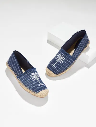 Talbots Izzy Raffia Espadrille Flats - Palm Tree - Navy Blue Dusk - 10 1/2 M  In Brown
