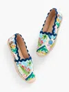 Talbots Izzy Canvas Espadrille Flats - Summer Vista - White - 11m - 100% Cotton  In White