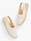 Talbots Izzy Slingback Espadrille Flats - Canvas - Ivory - 8 1/2 M - 100% Cotton