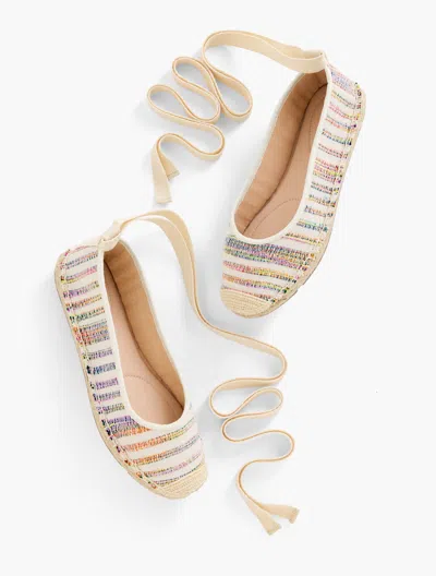 Talbots Izzy Striped Canvas Espadrille Flats - Multi - 9 1/2 M - 100% Cotton