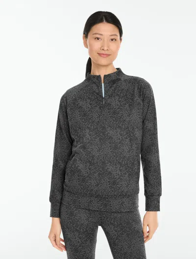 Talbots Jacquard Half-zip Pullover Sweater - Abstract Leopard - Rainfall/dark Grey - Xs  In Gray