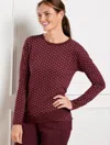 Talbots Plus Size - Jacquard Wrap Hem Pullover Sweater - Dotted - Burgundy Berry/geranium - 3x  In Burgundy Berry,geranium