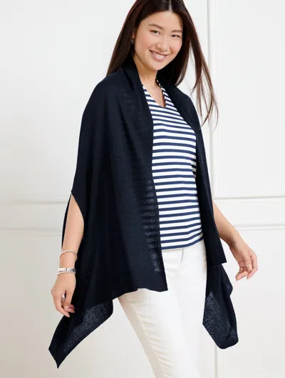 Talbots Jersey Stitch Ruana - Blue - Xs/s  In Black