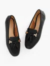 Talbots Jessie Tassel Pebble Leather Driving Moccasins Shoes - Black - 11m