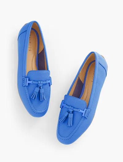 Talbots Jessie Tassel Pebble Leather Driving Moccasins Shoes - Blue Iris - 11m
