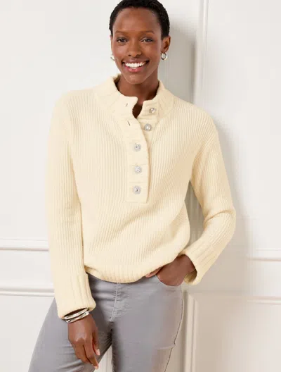 Talbots Jewel Button Henley Pullover Sweater - Ivory - 2x