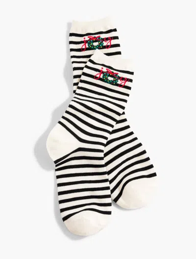 Talbots Joy Wreath Trouser Socks - Ivory - 001  In Multi