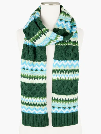 Talbots Joyful Fair Isle Scarf - Dark Green - 001