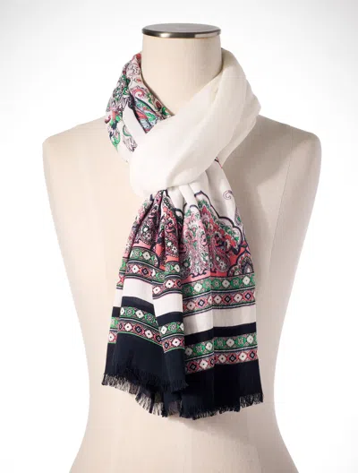Talbots Jubilant Paisley Oblong Scarf - White - 001
