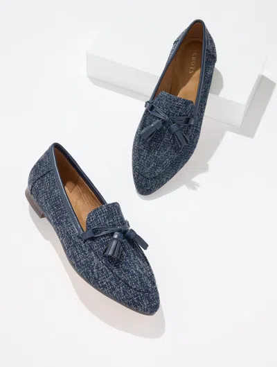 Talbots Kacey Tassel Loafers - Navy Blue/ Ivory - 5m  In Navy Blue,ivory