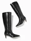 Talbots Kait Croc Embossed Tall Boots - Black - 10m  In Black