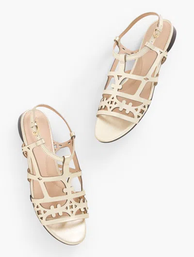 Talbots Kali Laser Cut Vachetta Metallic Sandals - Gold - 11m