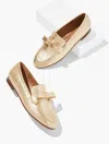 Talbots Katelyn Bow Nappa Loafers - Metallic - Gold - 10 1/2 M  In Gold