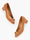 Talbots Kayla Buckle Block Heel Nappa Pumps - Havana Tan - 11m  In Havana Tan