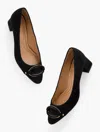 Talbots Kayla Buckle Block Heel Suede Pumps - Black - 9m
