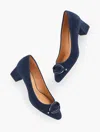 Talbots Kayla Buckle Block Heel Suede Pumps - Blue - 10m