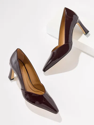 Talbots Kaylee Flare Heel Pumps - Crinkle Patent - Deep Burgundy - 5m