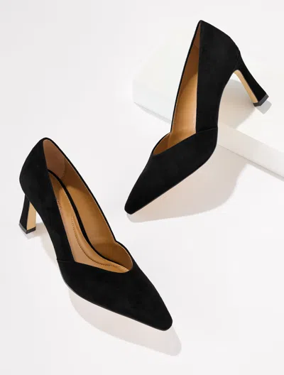 Talbots Kaylee Suede Flare Heel Pumps - Black - 5m