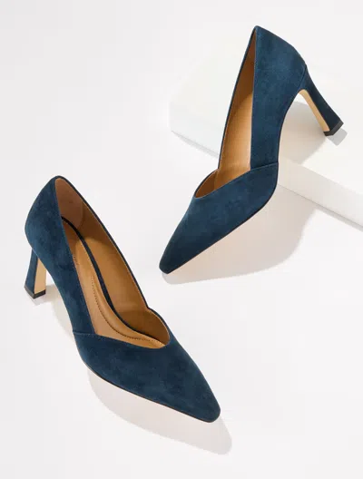 Talbots Kaylee Suede Flare Heel Pumps - Blue - 5m