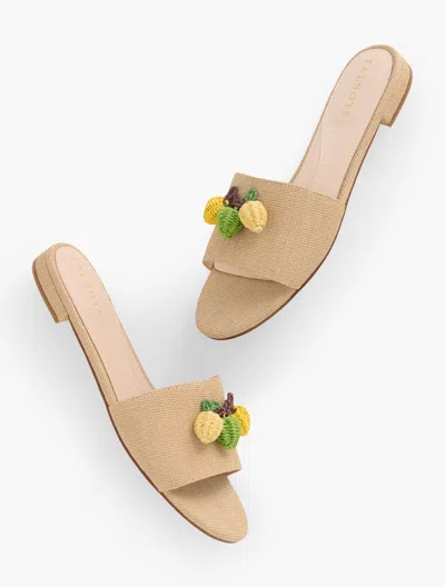 Talbots Keri Embellished Woven Straw Slides - Medium Natural - 11m