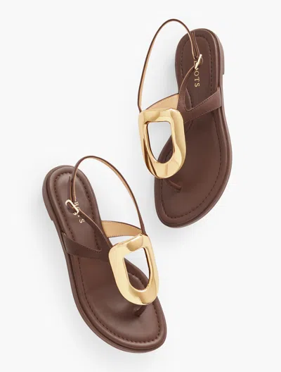Talbots Keri Ring Soft Nappa Flat Sandals - Dark Walnut - 11m