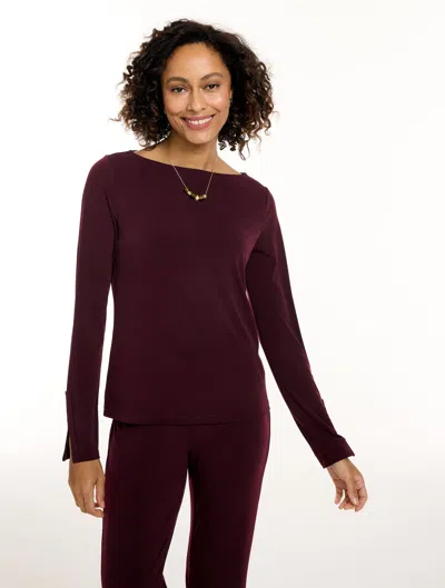 Talbots Knit Kit Bateau Neck Tunic Top - Rich Burgundy - Xs
