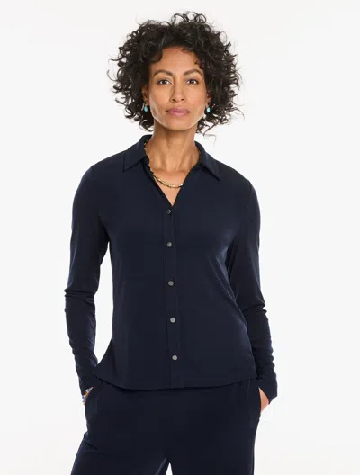 Talbots Knit Kit Button Front Top - Blue - Xs