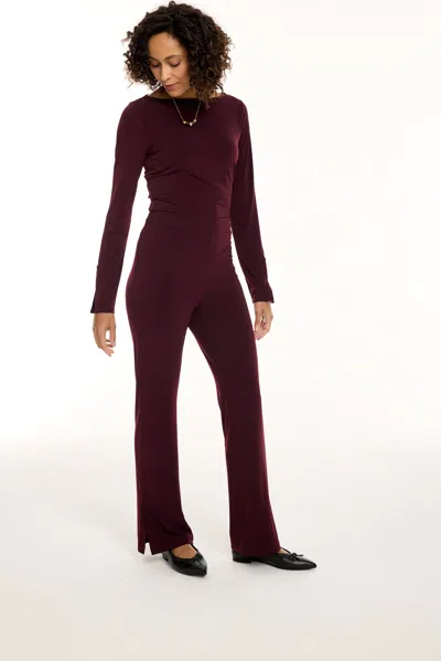 Talbots Knit Kit Kick Flare Pants - Rich Burgundy - Xs